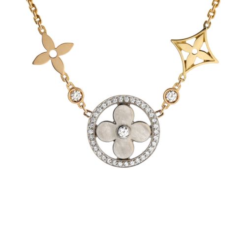Blossom XL Necklace 18K Tricolor Gold with Diamonds