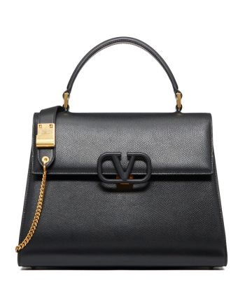 Valentino Garavani Vsling Grainy Calfskin Handbag Black