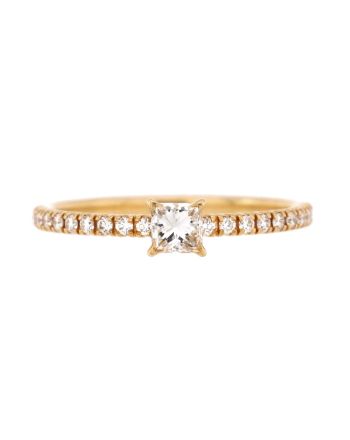 Etincelle de Cartier Ring 18K Rose Gold with Princess Cut Diamond and Pave Diamonds