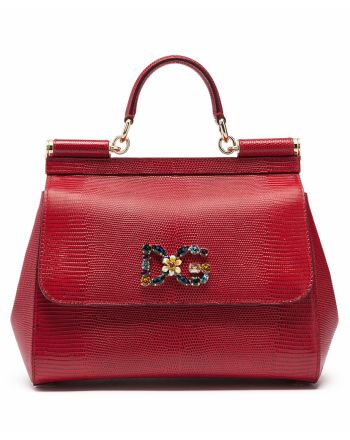 Dolce & Gabbana Sicily handbag With iguana-print and DG crystal logo patch