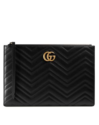 Gucci GG Marmont matelasse leather pouch 476440 Black
